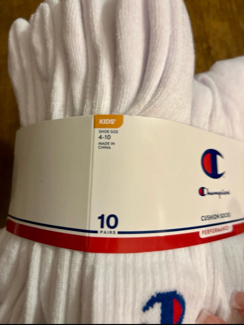 Kids Champion White Cushion Crew Socks - 10 Pack - Picture 3 of 3